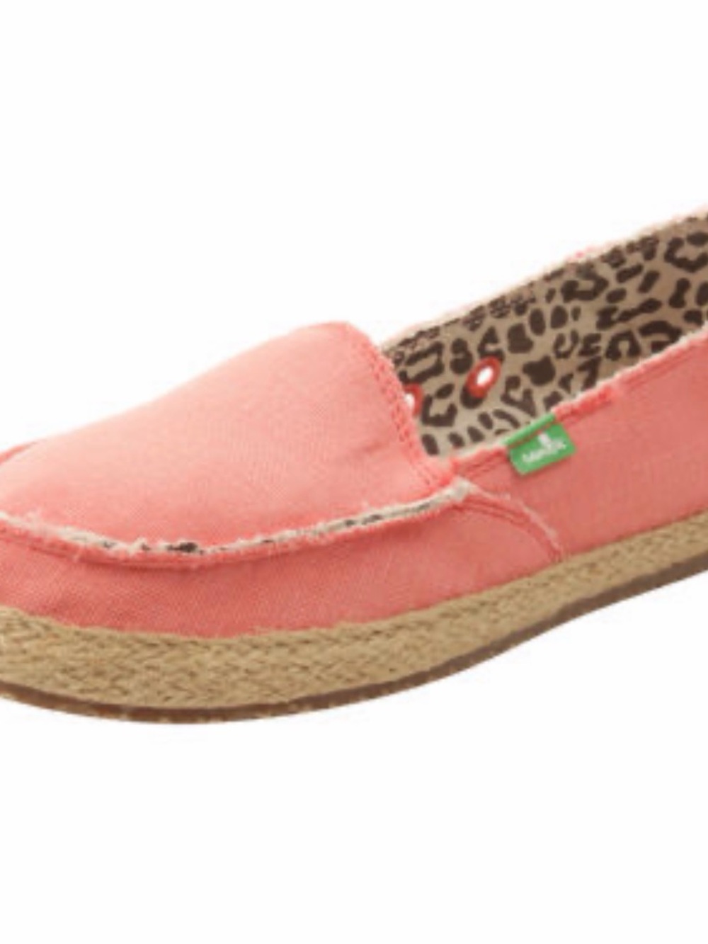 Sanuk Womens Fiona Coral Canvas Slip-On with Leopard Lining Size 8